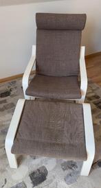 Ikea relaxstoel 'poang' + voetenbank, Huis en Inrichting, Stoelen, Ophalen, Gebruikt, Bruin, IKEA