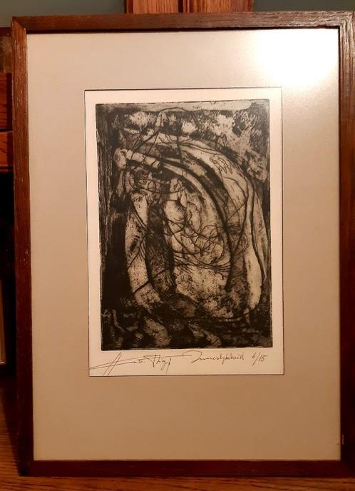 Zeldzame gravure Innerlijkheid  van Anto Diez (1914 - 1992), Antiek en Kunst, Kunst | Etsen en Gravures, Ophalen