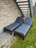 2 houten ligbedden met kussens ( onderhoudsbeurt nodig), Ophalen, Gebruikt, Hout, Verstelbaar