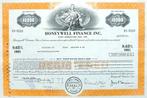 HONEYWELL Finance Inc. (luchtvaart etc.) 1978, Ophalen of Verzenden, 1970 tot heden, Certificaat van aandeel