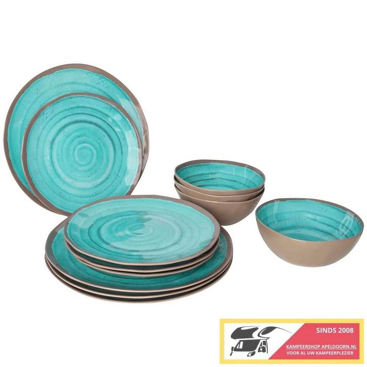 Bo-Camp servies halo Aqua, Caravans en Kamperen, Caravanaccessoires, Nieuw, Ophalen of Verzenden