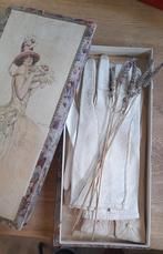 3 paar Vintage lange lederen handschoenen in doos, Antiek en Kunst, Ophalen of Verzenden