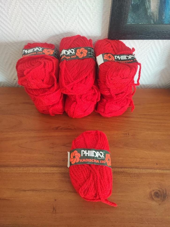Phildar Kadischa 130 rood 10 bollen €1 p/s €8 lot, Hobby en Vrije tijd, Breien en Haken, Zo goed als nieuw, Ophalen of Verzenden