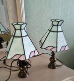 2 tafellampjes in loodglas, Ophalen