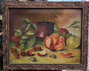 Olieverf schilderij doek stilleven fruit j.coolens 1922