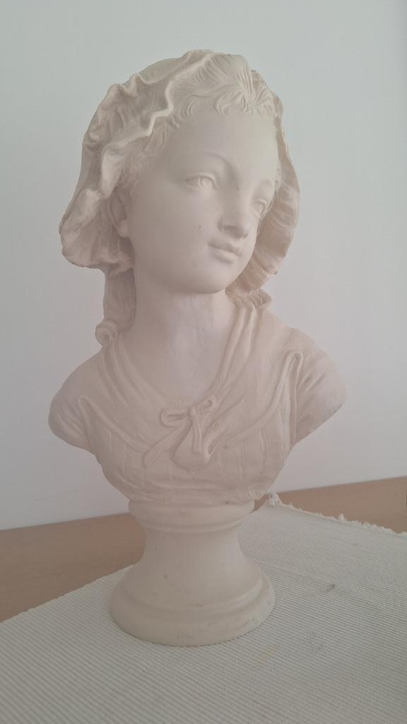 Buste van Frans Boerenmeisje – "Grinam Niam, Paris", Antiek en Kunst, Kunst | Beelden en Houtsnijwerken, Ophalen