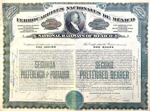 National Railways of Mexico 1910, Timbres & Monnaies, Actions & Titres, Action, Avant 1920, Enlèvement ou Envoi