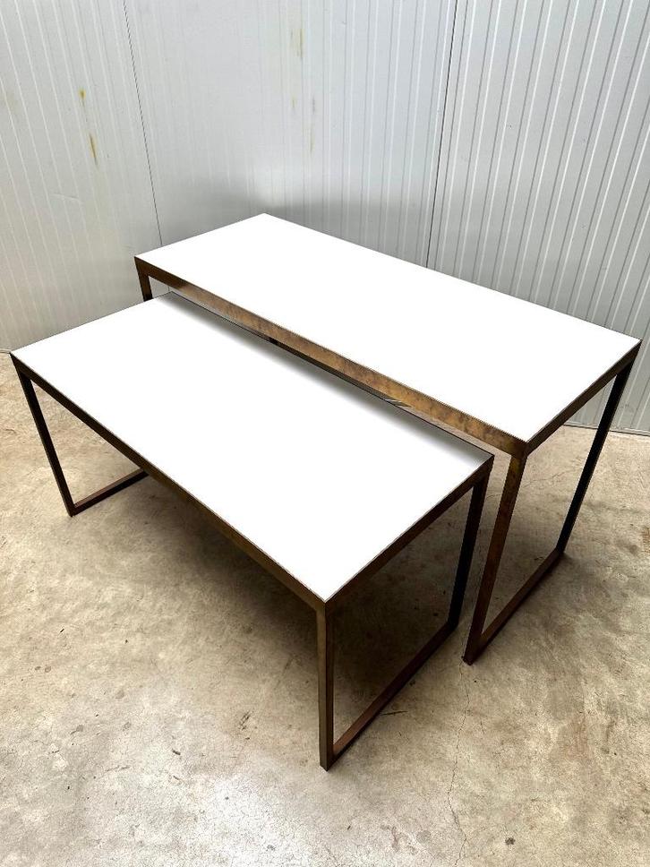 MESSING industrieel TAFELS toonbank winkeltafels bureau, Huis en Inrichting, Tafels | Eettafels, Zo goed als nieuw, 50 tot 100 cm