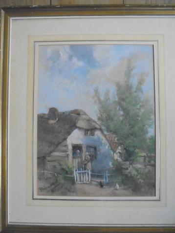 Bernard J Blommers  1845 - 1914   Aquarel  Buurtpraatje beschikbaar voor biedingen