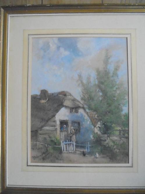 Bernard J Blommers  1845 - 1914   Aquarel  Buurtpraatje, Antiek en Kunst, Kunst | Schilderijen | Klassiek, Verzenden