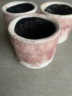 3 roze bloempotjes serax, Tuin en Terras, Ophalen, Zo goed als nieuw