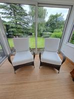 lot de 2 fauteuils en tissu beige clair, Ophalen, Gebruikt, Riet of Rotan