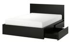 Ikea bedframe Malm donkerbruin met opbergruimte, Huis en Inrichting, Slaapkamer | Bedden, Ophalen, Gebruikt, Bruin, Tweepersoons