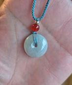 Natuurlijke type A jade donut hanger met ketting, Verzenden, Zo goed als nieuw
