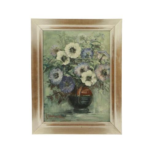 Vintage Bloemen Stilleven Amateur Schilderij Ingelijst Gesig, Antiek en Kunst, Kunst | Schilderijen | Klassiek, Ophalen of Verzenden