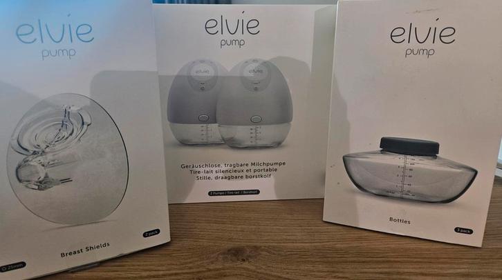 Dubbele Elvie kolf met extra borstschilden en potjes, Kinderen en Baby's, Overige Kinderen en Baby's, Gebruikt, Ophalen of Verzenden