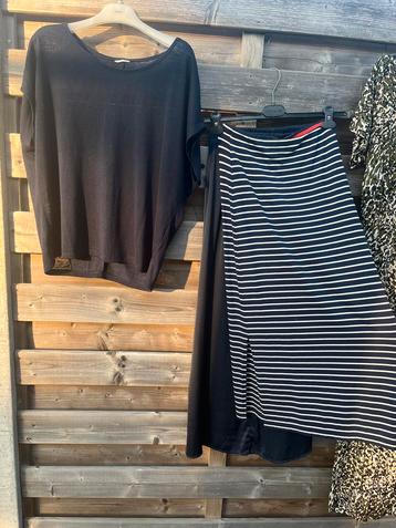 Gestreepte lange rok met split -maat s, Enlèvement, Comme neuf, Taille 36 (S)