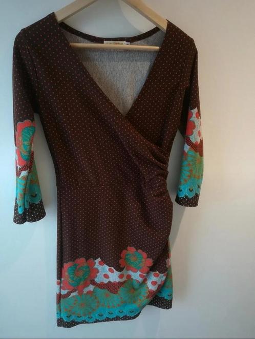 Jurk van Smashed-Lemon - Maat S, Kleding | Dames, Jurken, Gedragen, Maat 36 (S), Bruin, Boven de knie, Ophalen of Verzenden