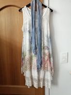 Robe d'été 2 pièces imprimée bleue, vert,orange taille 42, Ophalen of Verzenden, Zo goed als nieuw, Groen, Knielengte