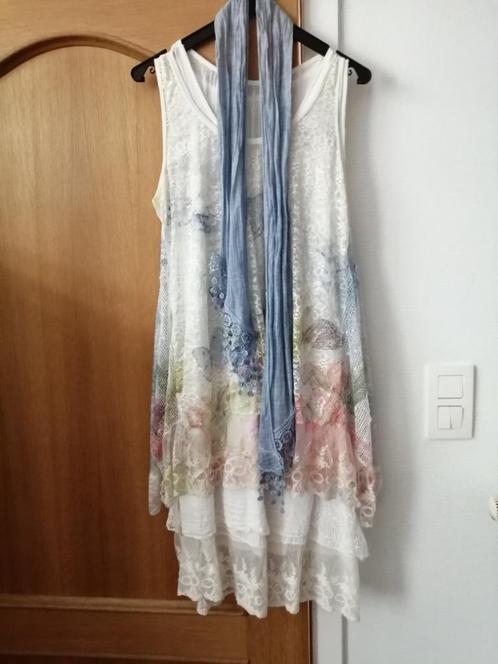 Robe d'été 2 pièces imprimée bleue, vert,orange taille 42, Kleding | Dames, Jurken, Zo goed als nieuw, Groen, Knielengte, Ophalen of Verzenden