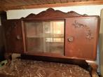 vintage , kast met vitrine en marmer tablet., Huis en Inrichting, Ophalen, Gebruikt