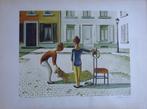 SUZANNE BOMHALS / SPELENDE KINDEREN / KLEURLITHO / 57x76cm, Ophalen of Verzenden