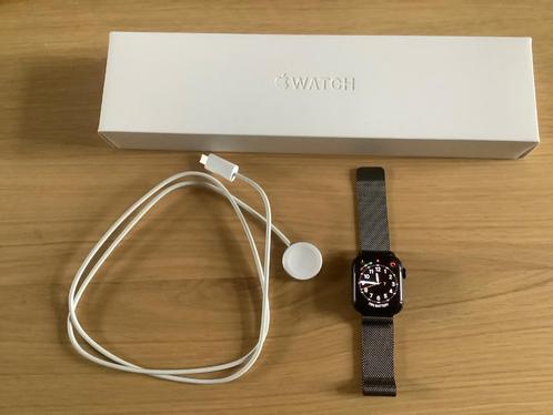 Montre Apple série 8 41mm + 3 bracelets et chargeur, Handtassen en Accessoires, Smartwatches, Zo goed als nieuw, iOS, Zwart, Ophalen