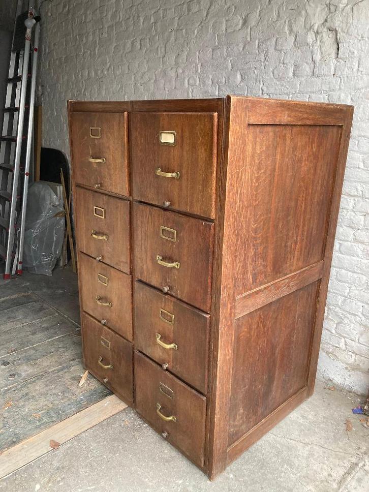 classeur à tiroirs en chêne, Maison & Meubles, Armoires | Armoires à porte coulissante & Armoires à archives, Utilisé, 100 à 150 cm