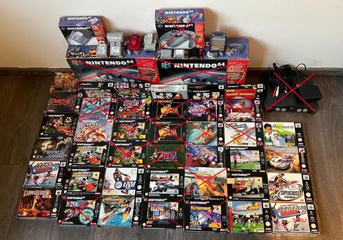 Nintendo 64 - 56 Games + Accessoires, Games en Spelcomputers, Spelcomputers | Nintendo 64, Gebruikt, Met 3 controllers of meer