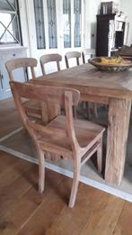 6 (nog nieuwe) stoelen reclaimed teak, Huis en Inrichting, Stoelen, Ophalen, Bruin, Zo goed als nieuw, Vijf, Zes of meer stoelen