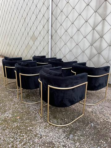 Moderne Luxe stoelen velvet zwart 6 stuks in topstaat beschikbaar voor biedingen