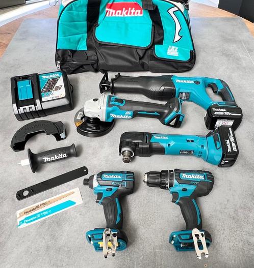 MAKITA 5-DELIGE 18v GEREEDSCHAPSET 5.0AH BOORMACHINE SLAGTOL, Doe-het-zelf en Bouw, Gereedschapskisten, Nieuw, Gevuld, Ophalen of Verzenden