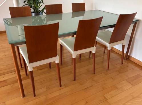 Tafel (Italiaans) 300,00 € en 6 stoelen Starck 300,00 €, Huis en Inrichting, Tafels | Eettafels, Glas, Ophalen