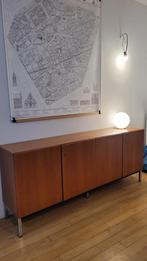 Enfilade / dressoir vintage en teck plaqué annés 60, Teck, 25 à 50 cm, Avec porte(s), 200 cm ou plus