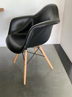 6 chaises de salle à manger en cuir plastique noir, Maison & Meubles, Synthétique, Noir, Utilisé, Enlèvement ou Envoi