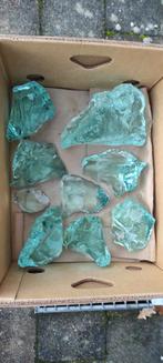 9 turquoise glas brokken, perfect voor decoratie in huis of, Ophalen of Verzenden