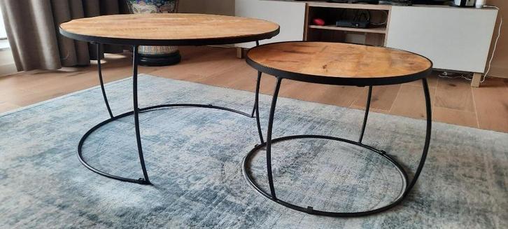 bijzettafel, Huis en Inrichting, Tafels | Bijzettafels, Zo goed als nieuw, Rond, 45 tot 60 cm, 75 cm of meer, Hout, Ophalen