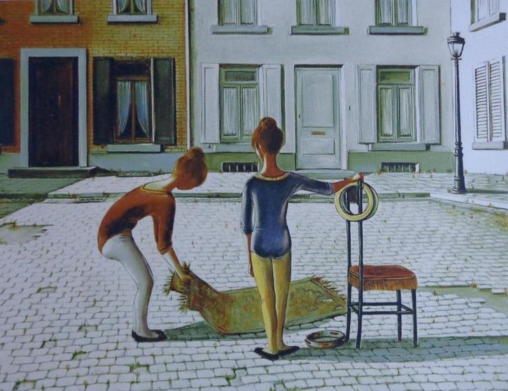 SUZANNE BOMHALS / SPELENDE KINDEREN / KLEURLITHO / 57x76cm, Antiek en Kunst, Kunst | Litho's en Zeefdrukken, Ophalen of Verzenden