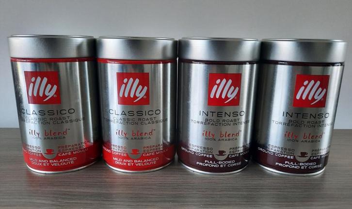 4 blikken Illy gemalen koffie tht 11/2026, Diversen, Levensmiddelen, Ophalen