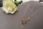 Collier en argent avec ambre, Handtassen en Accessoires, Kettingen, Ophalen of Verzenden, Zilver, Zilver