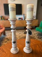 2 bougeoir Riverdale avec bougie, Maison & Meubles, Accessoires pour la Maison | Bougeoirs & Bougies, Comme neuf, 25 à 50 cm, Blanc