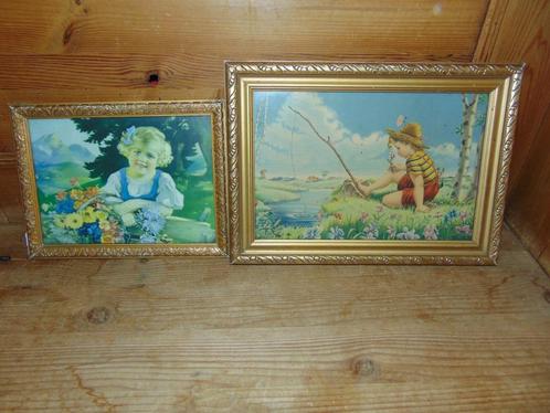Brocante kaders jongen en meisje, Antiek en Kunst, Curiosa en Brocante, Ophalen of Verzenden