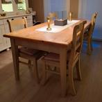 Landelijke eettafel en 4 stoelen, Huis en Inrichting, Complete eetkamers, Ophalen, Gebruikt