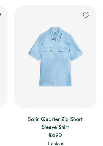 Casa Blanca Satin Quarter Zip Short Sleeve Shirt beschikbaar voor biedingen