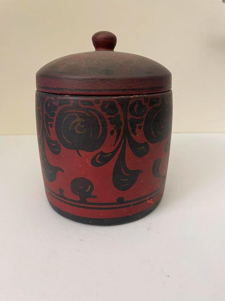 handbeschilderde keramiek voorraadpot Russische volkskunst., Antiquités & Art, Antiquités | Céramique & Poterie, Enlèvement ou Envoi