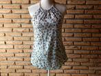 (114)- top femme t.40 bleu brun - bershka -, Kleding | Dames, Topjes, Maat 38/40 (M), Blauw, Zo goed als nieuw, Zonder mouw