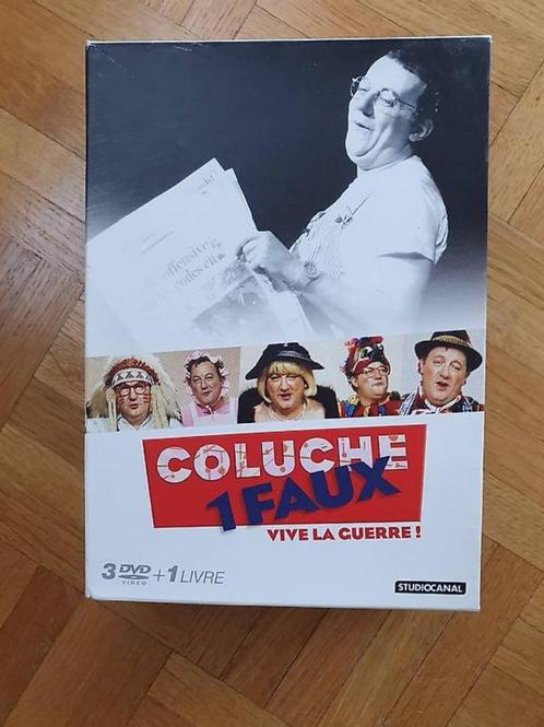 Coluche 1 Fout, lang leve de oorlog! 3 dvd's + boek 📀 📀 📀, Cd's en Dvd's, Dvd's | Komedie, Zo goed als nieuw, Boxset, Vanaf 12 jaar