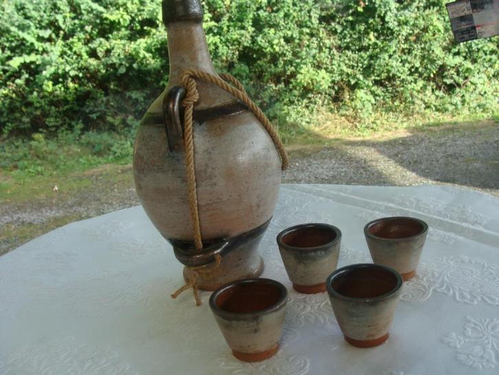services liqueur poterie Biron,1 en grès brun Bouffioulx, Antiek en Kunst, Antiek | Servies compleet, Ophalen of Verzenden