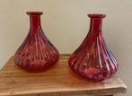 VAAS KLASSIEK BOL ROOD GERIBBELD GLAS 15 CM nieuw, Nieuw, Ophalen of Verzenden, Glas, Minder dan 50 cm