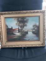 schilderij landschap met kader 50x40, Antiek en Kunst, Ophalen of Verzenden